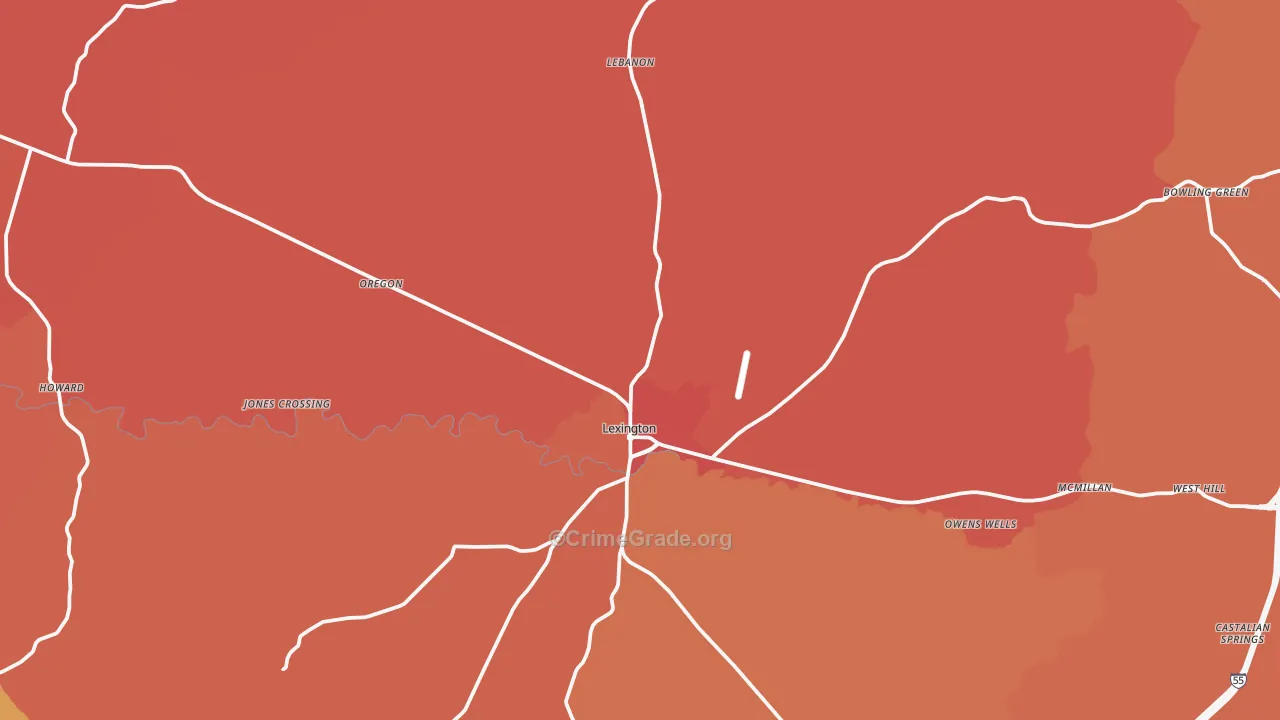 Lexington, MS Map of Vandalism Rates