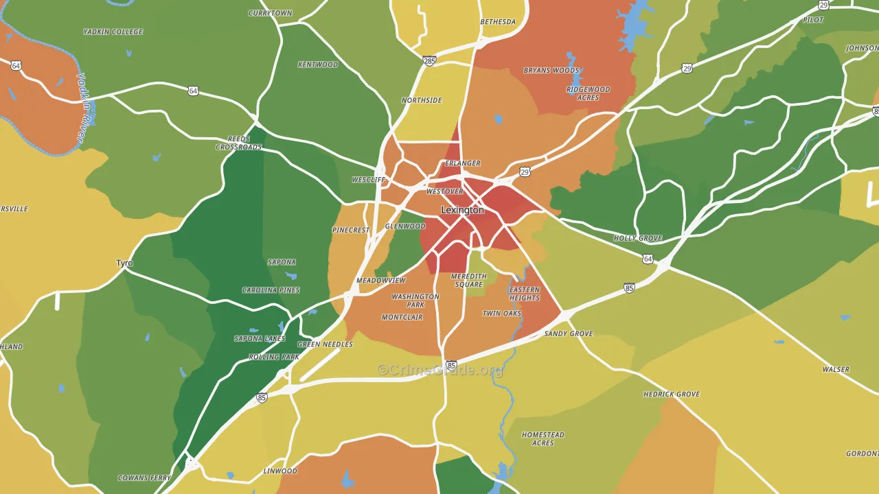Lexington, NC Map of Vandalism Rates