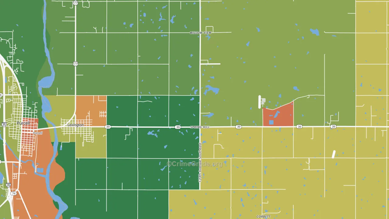 Lexington, OK Map of Vandalism Rates