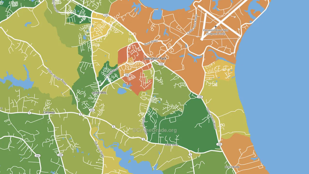 Lexington Park, MD Map of Vandalism Rates