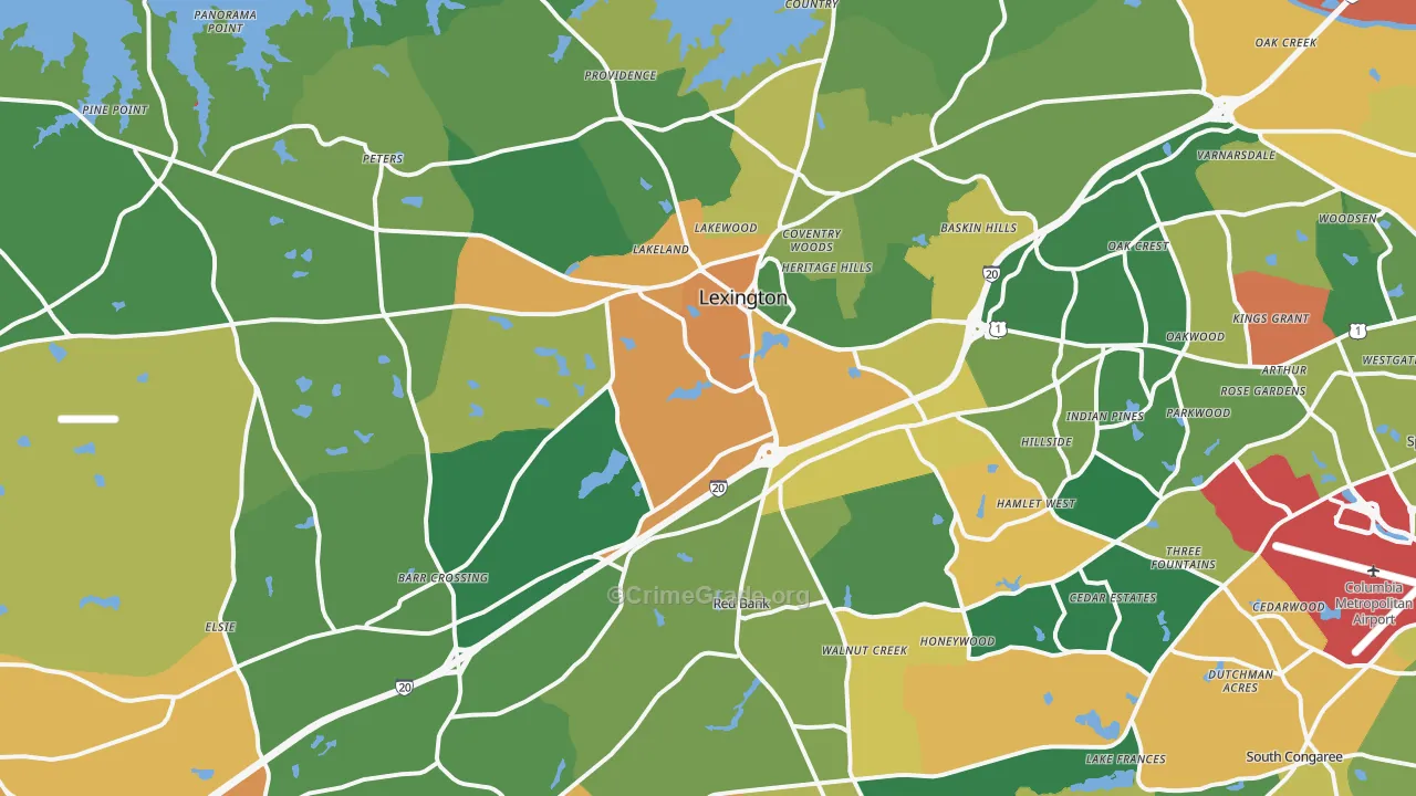 Lexington, SC Map of Vandalism Rates
