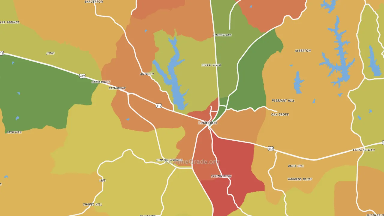 Lexington, TN Map of Vandalism Rates