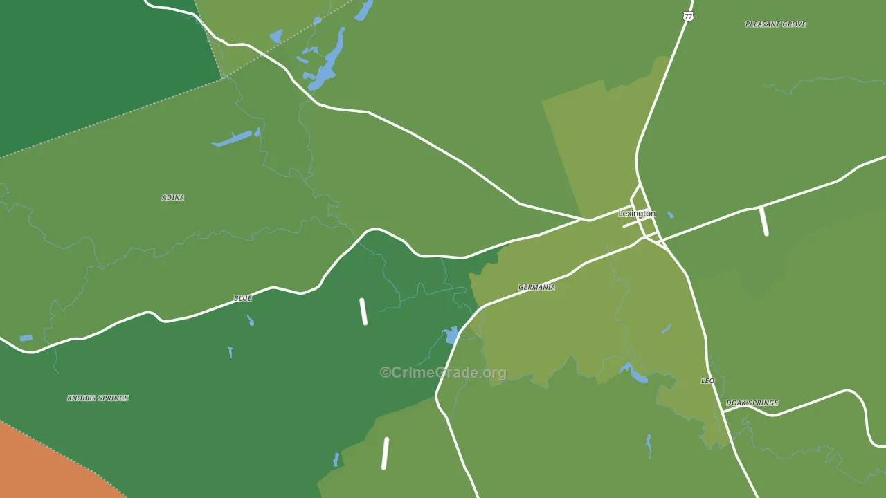Lexington, TX Map of Vandalism Rates