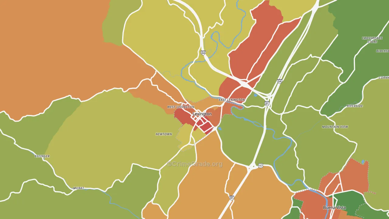 Lexington, VA Map of Vandalism Rates