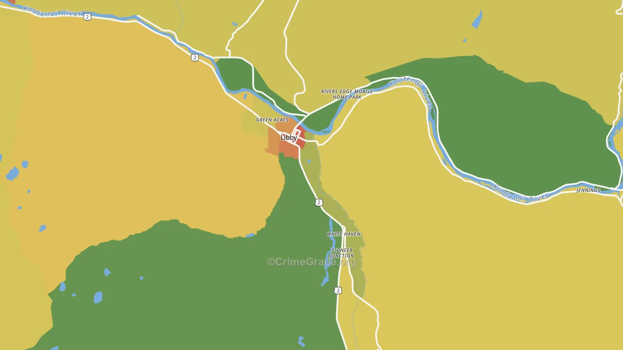 Libby, MT Map of Vandalism Rates