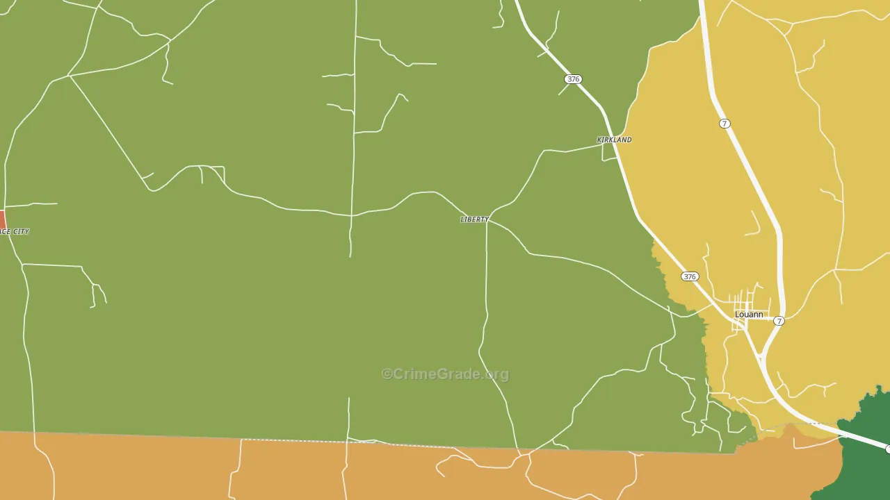 Liberty, AR Map of Vandalism Rates