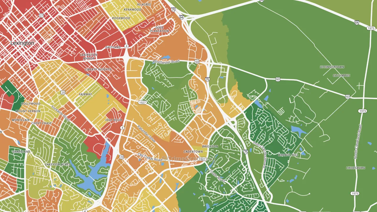 Liberty Area, Lexington, KY Map of Vandalism Rates