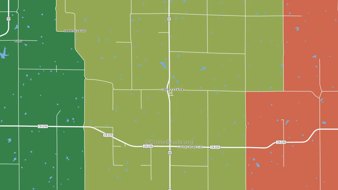 Liberty Center, IA Map of Vandalism Rates