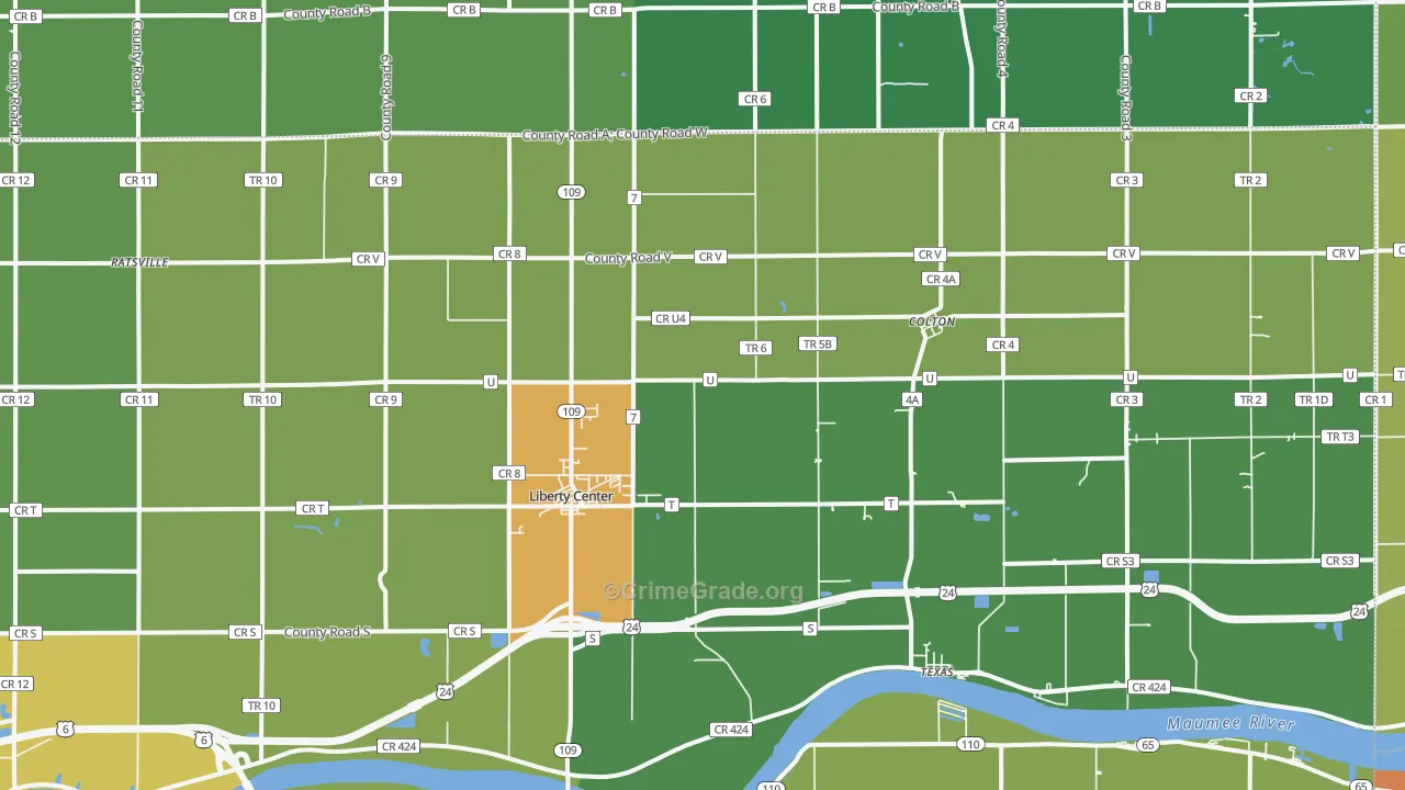 Liberty Center, OH Map of Vandalism Rates
