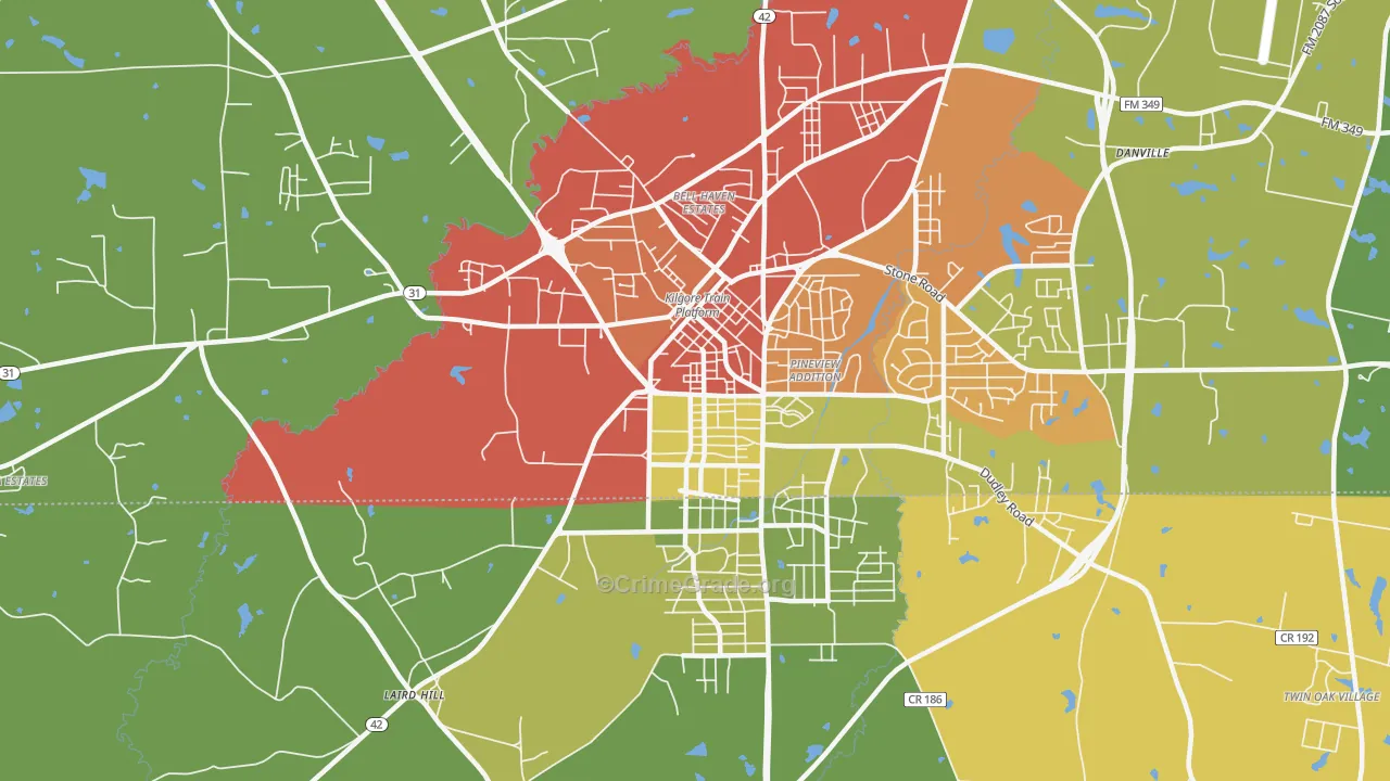 Liberty City, TX Map of Vandalism Rates