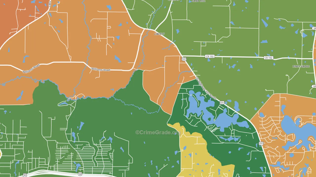 Liberty, FL Map of Vandalism Rates