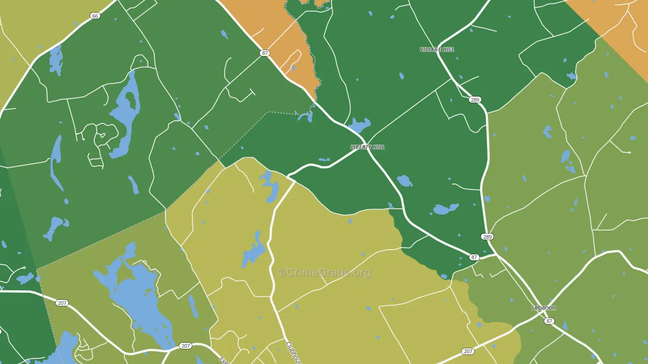 Liberty Hill, CT Map of Vandalism Rates