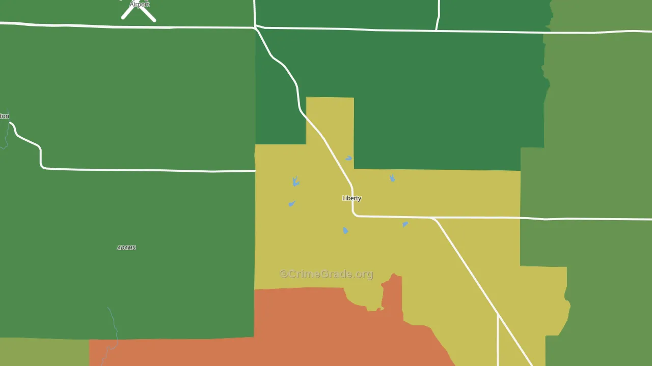 Liberty, IL Map of Vandalism Rates