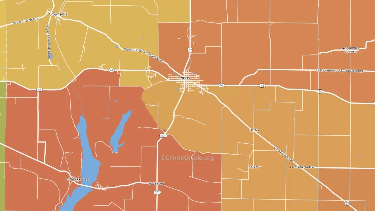 Liberty, IN Map of Vandalism Rates