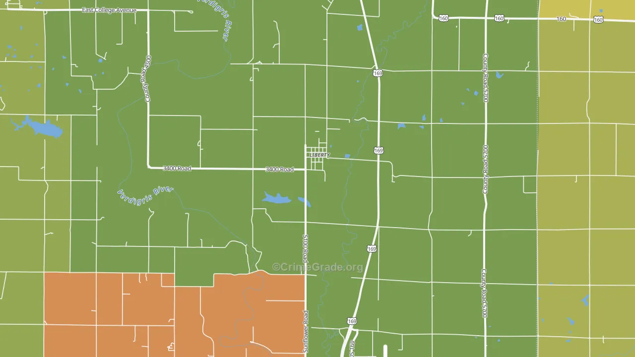 Liberty, KS Map of Vandalism Rates