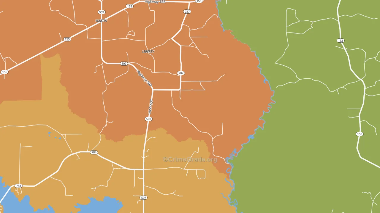 Liberty, LA Map of Vandalism Rates