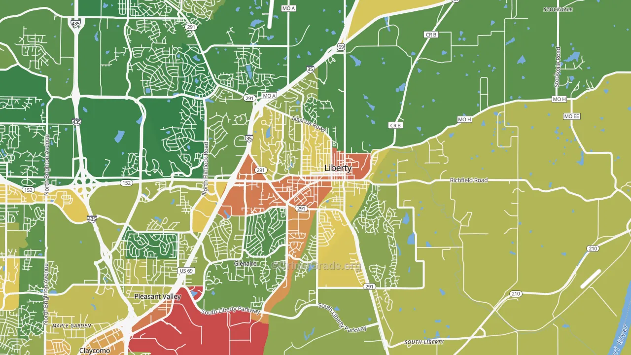 Liberty, MO Map of Vandalism Rates