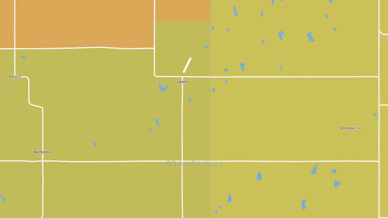 Liberty, NE Map of Vandalism Rates
