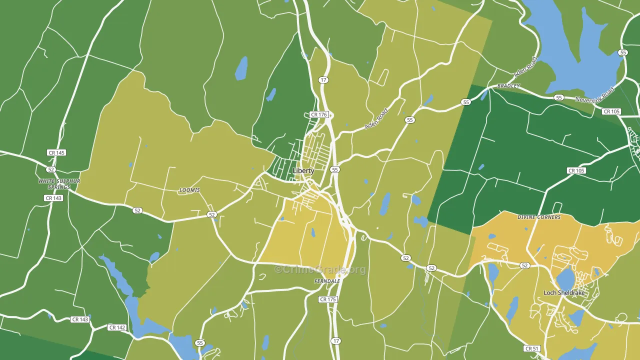 Liberty, NY Map of Vandalism Rates