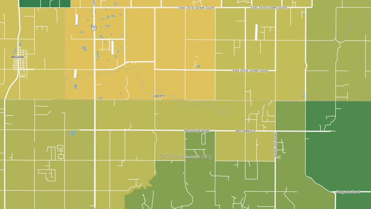Liberty, OK Map of Vandalism Rates