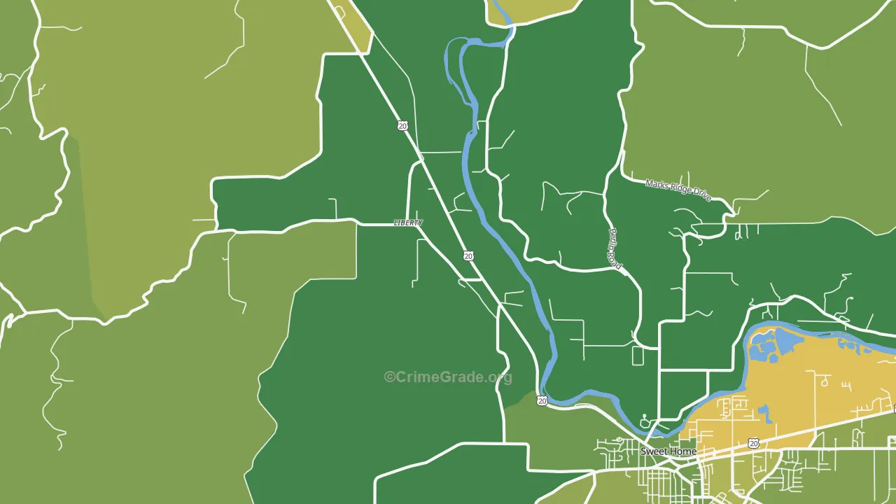 Liberty, OR Map of Vandalism Rates