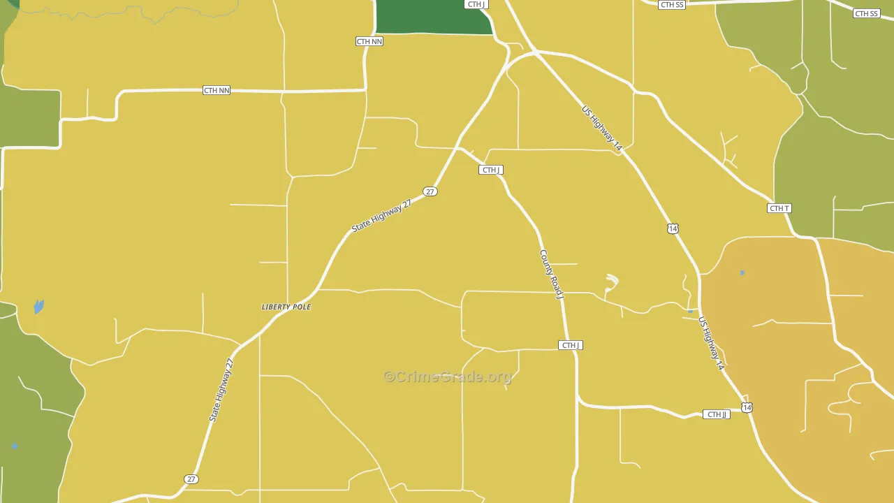 Liberty Pole, WI Map of Vandalism Rates