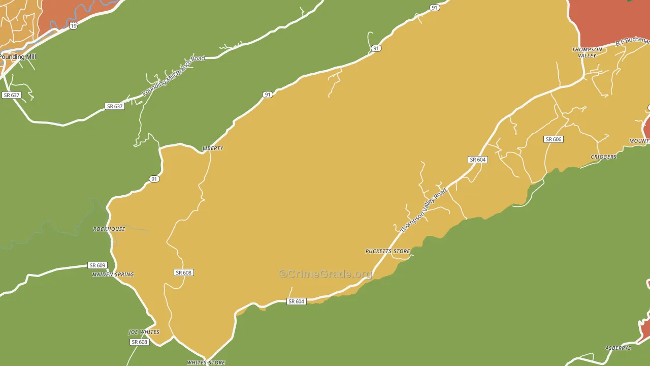 Liberty, VA Map of Vandalism Rates