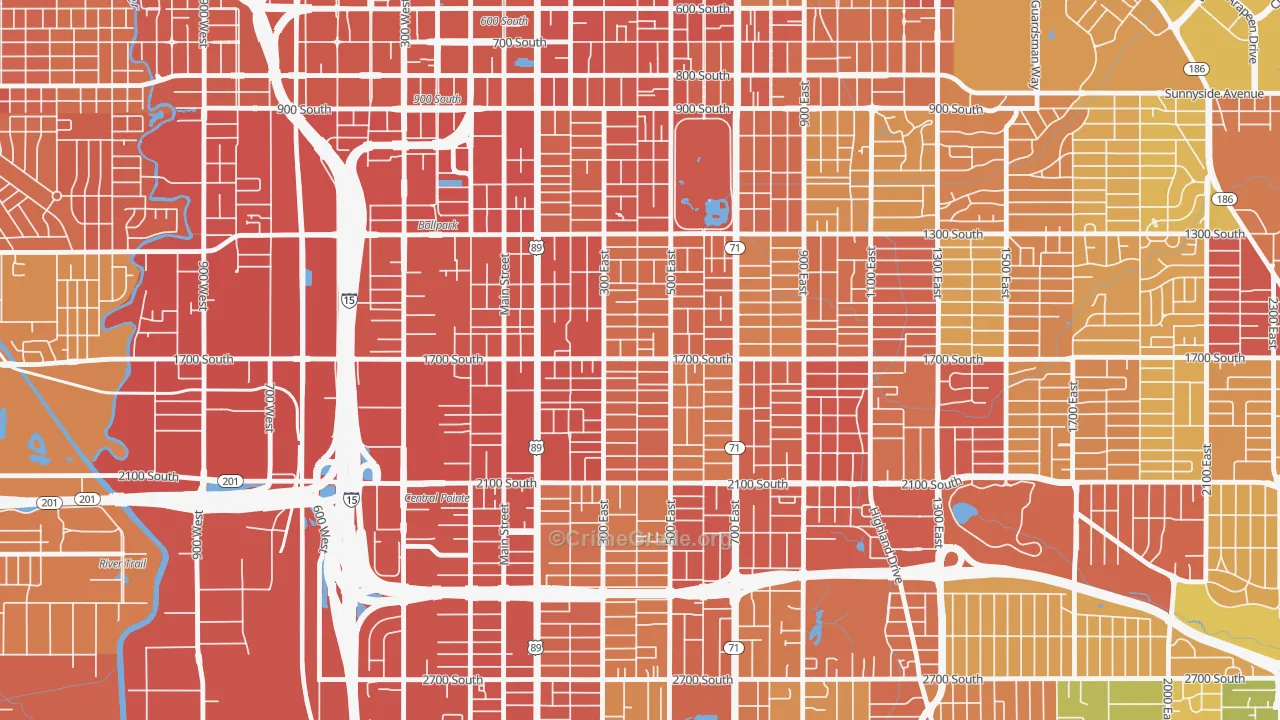 Liberty Wells, Salt Lake City, UT Map of Vandalism Rates