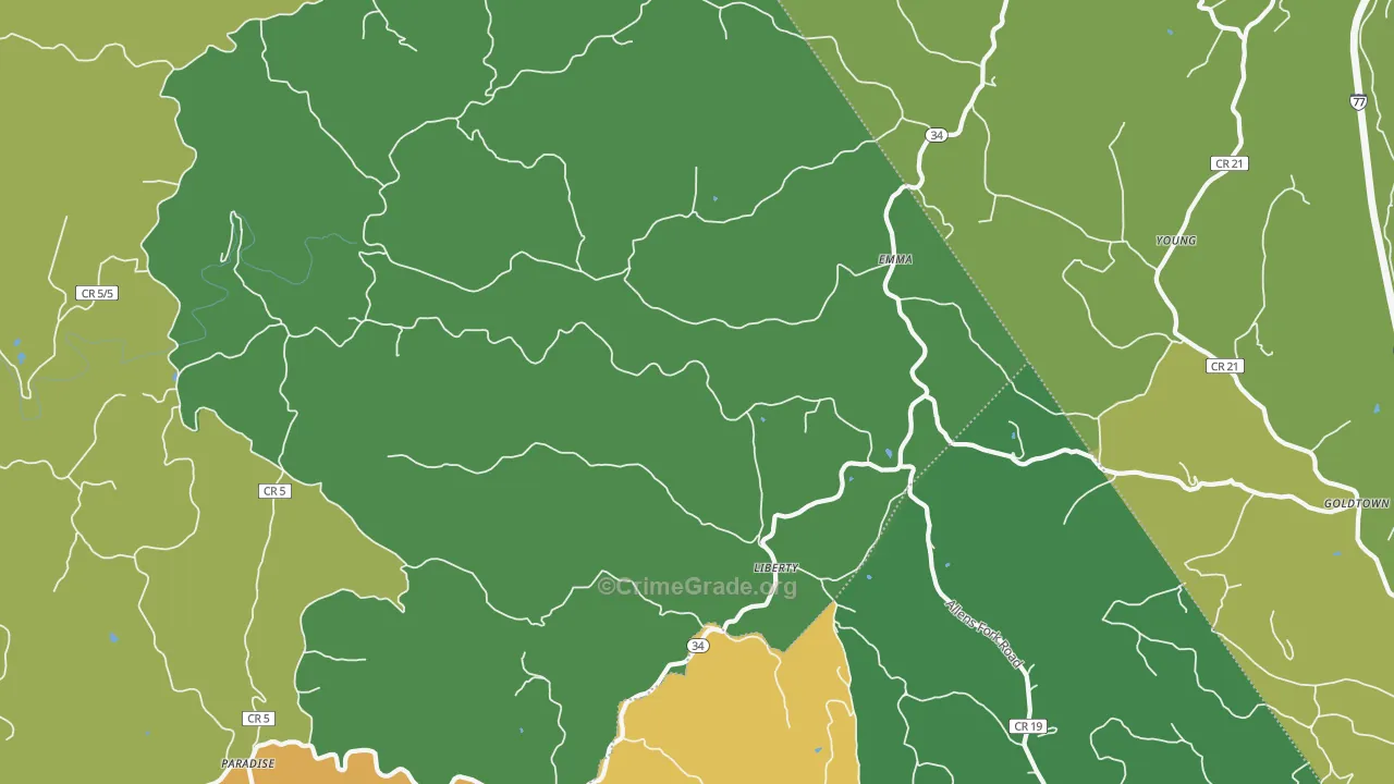 Liberty, WV Map of Vandalism Rates