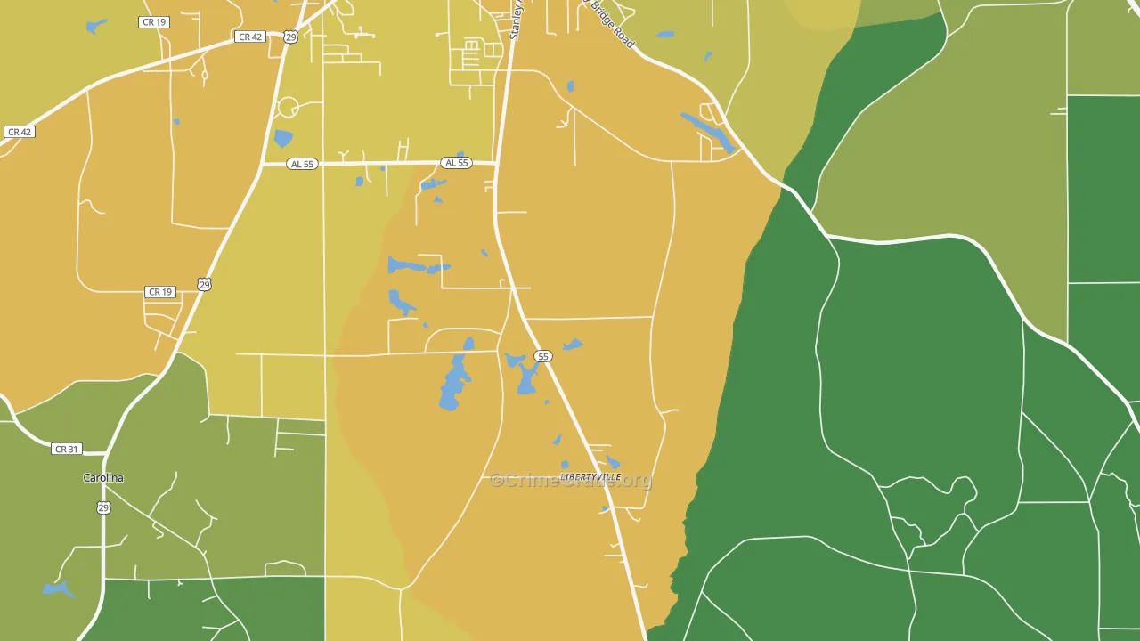 Libertyville, AL Map of Vandalism Rates