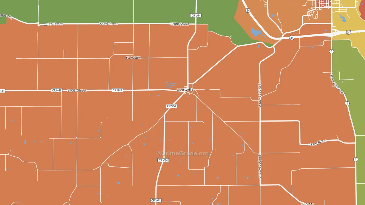 Libertyville, IA Map of Vandalism Rates