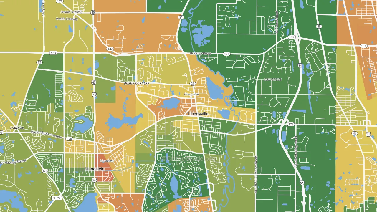 Libertyville, IL Map of Vandalism Rates
