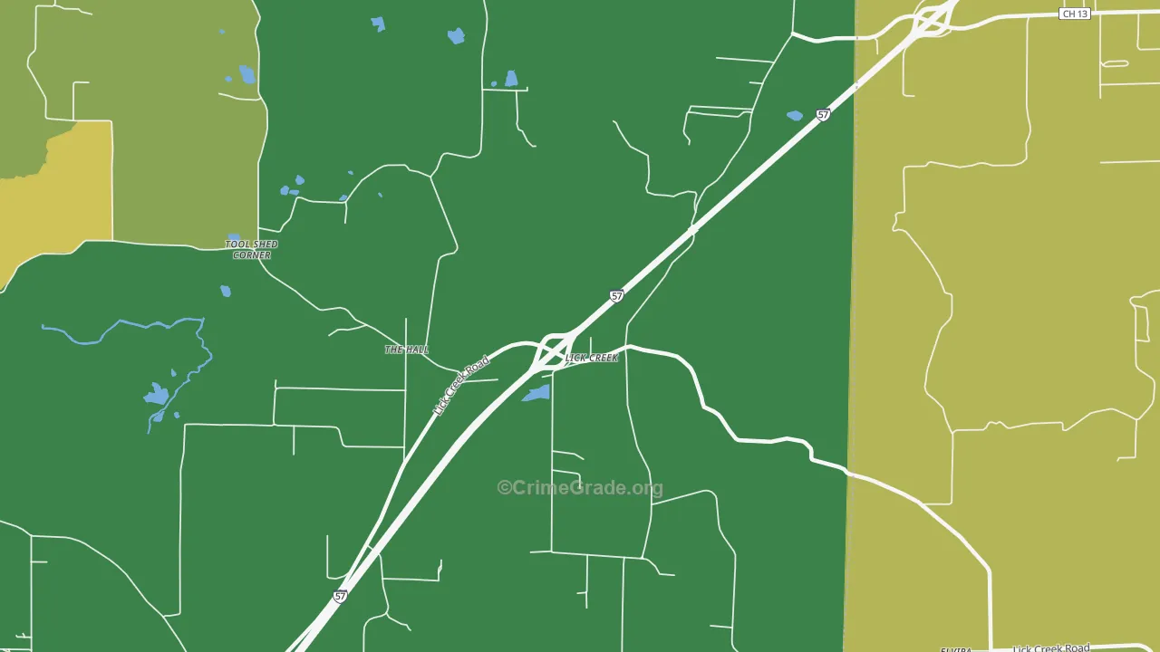 Lick Creek, IL Map of Vandalism Rates