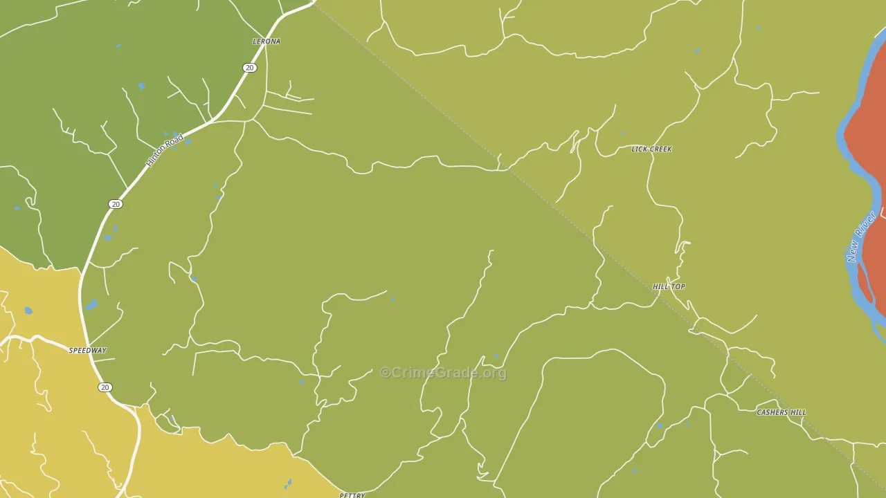 Lick Creek, WV Map of Vandalism Rates