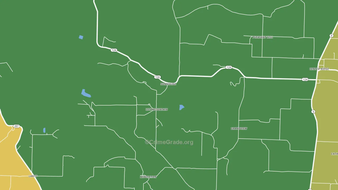 Lick Mountain, AR Map of Vandalism Rates