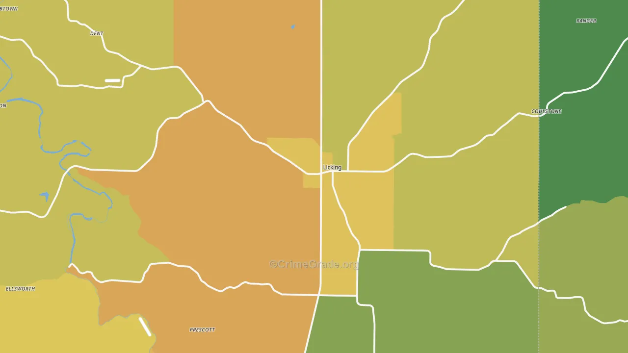 Licking, MO Map of Vandalism Rates