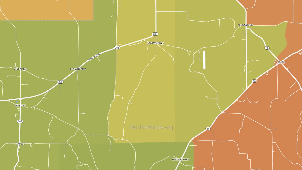 Lickingville, PA Map of Vandalism Rates