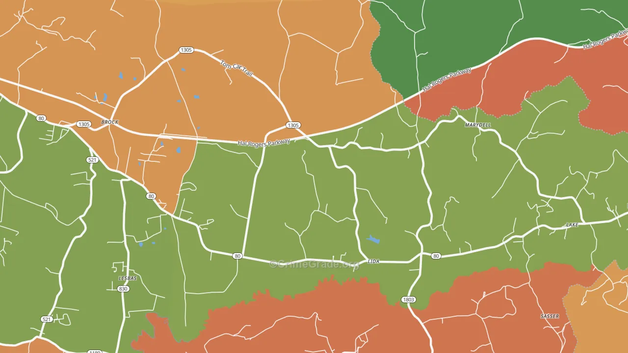 Lida, KY Map of Vandalism Rates