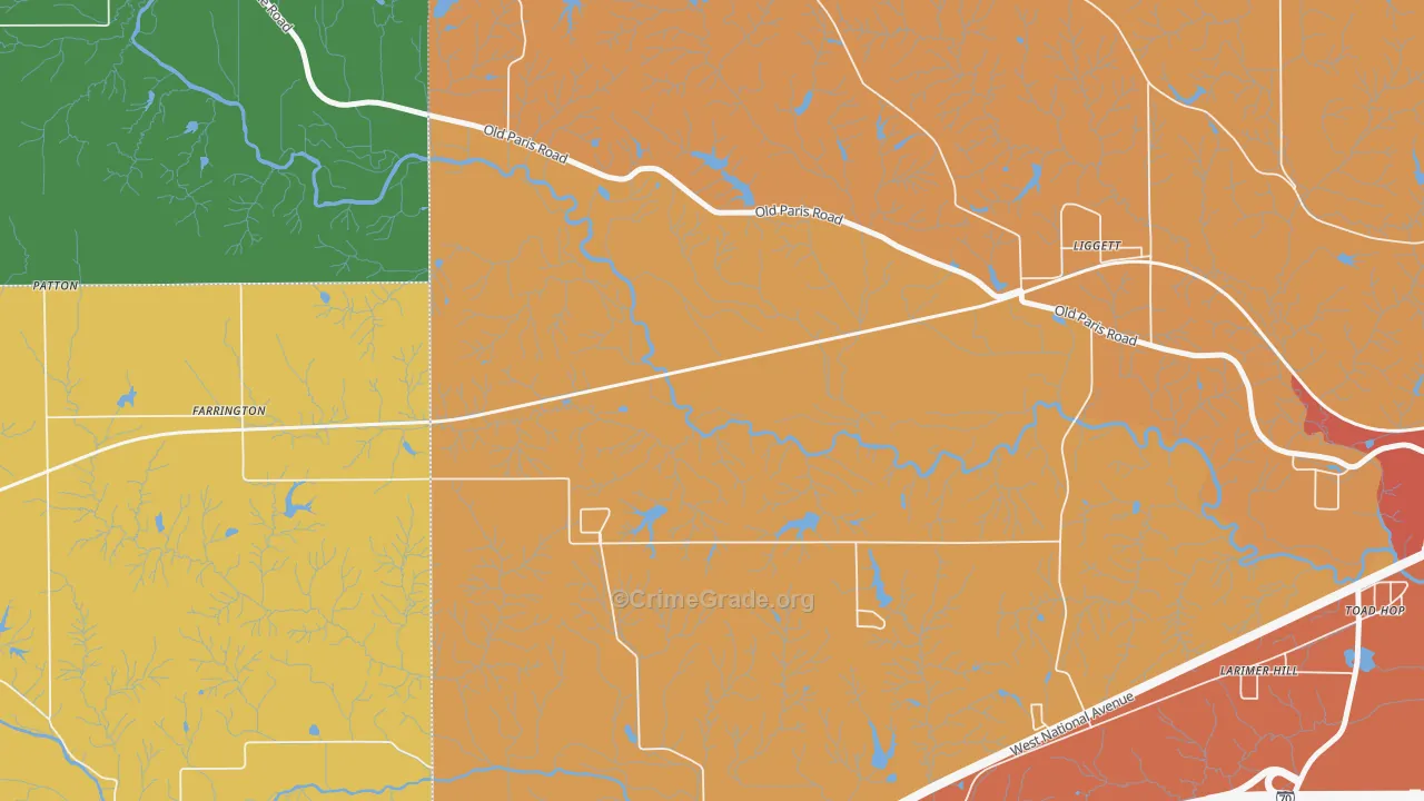 Liggett, IN Map of Vandalism Rates