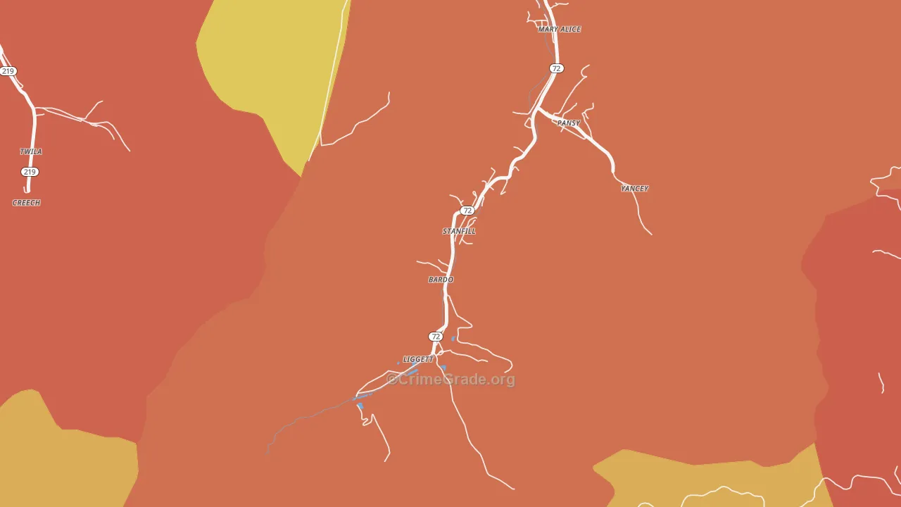Liggett, KY Map of Vandalism Rates