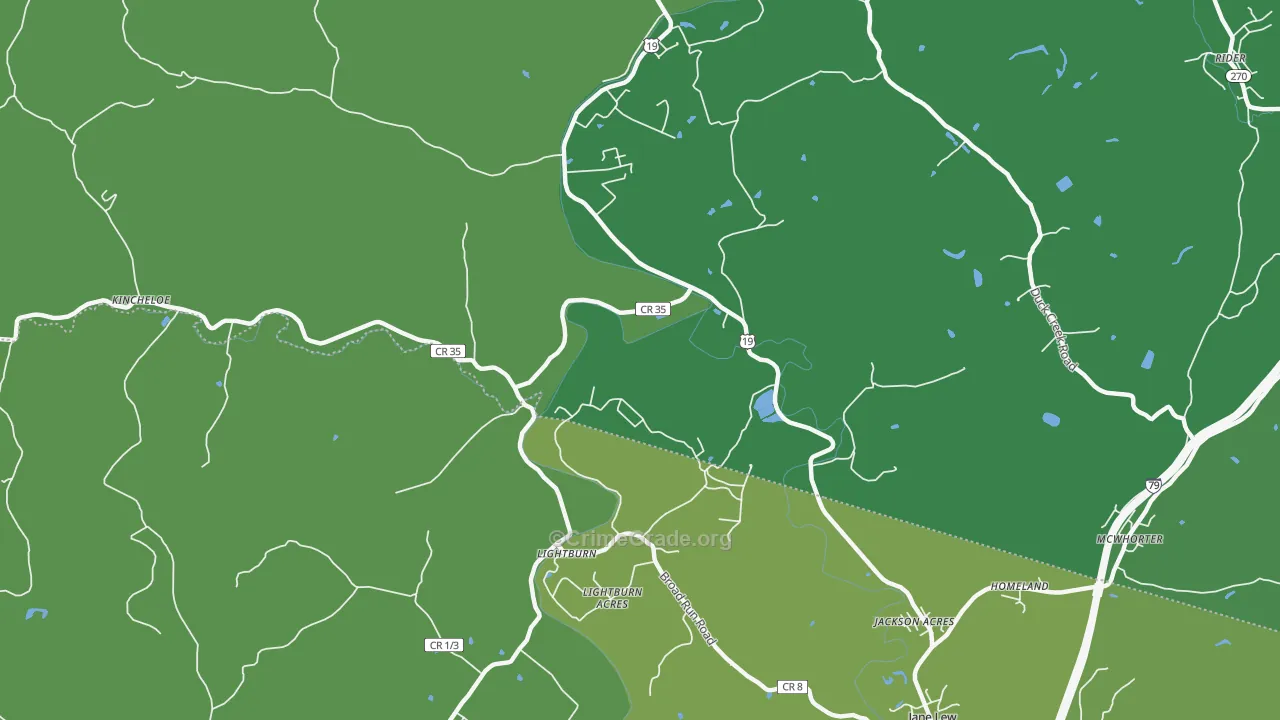 Lightburn, WV Map of Vandalism Rates