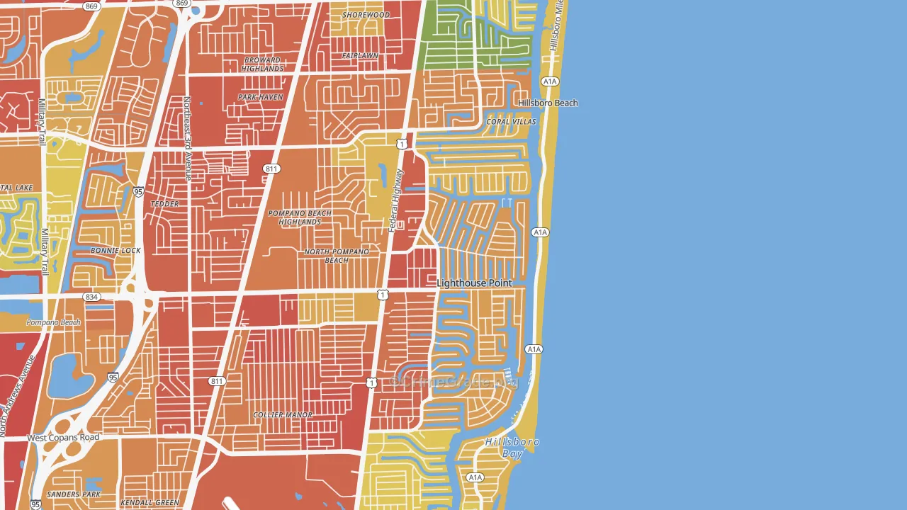 Lighthouse Point, FL Map of Vandalism Rates