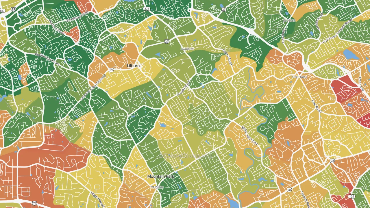 Lilburn, GA Map of Vandalism Rates