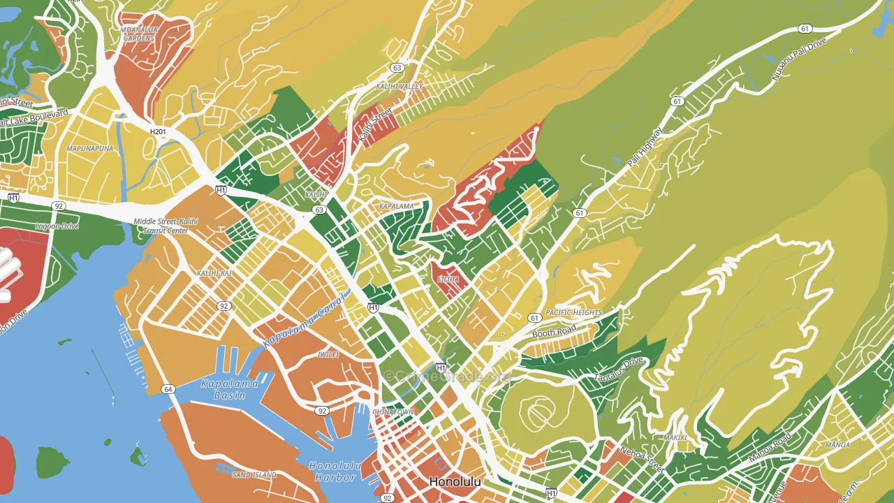Liliha-Kapalama, Honolulu, HI Map of Vandalism Rates