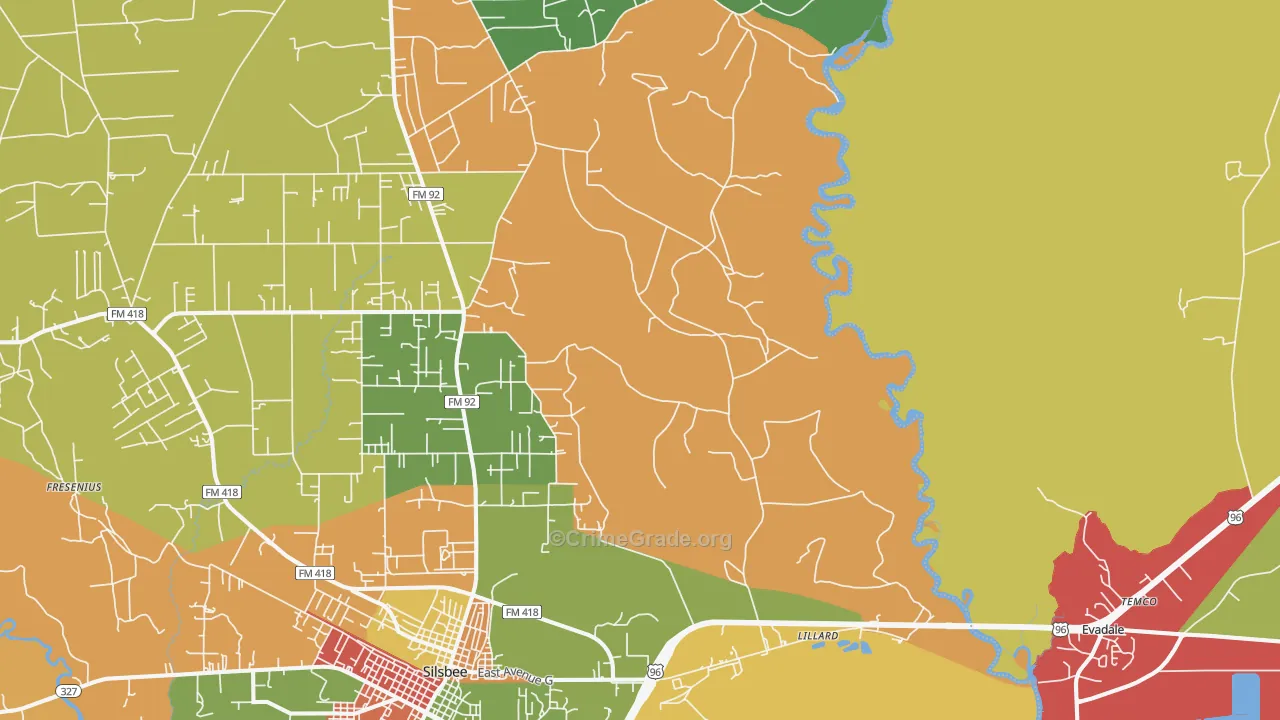 Lillard, TX Map of Vandalism Rates
