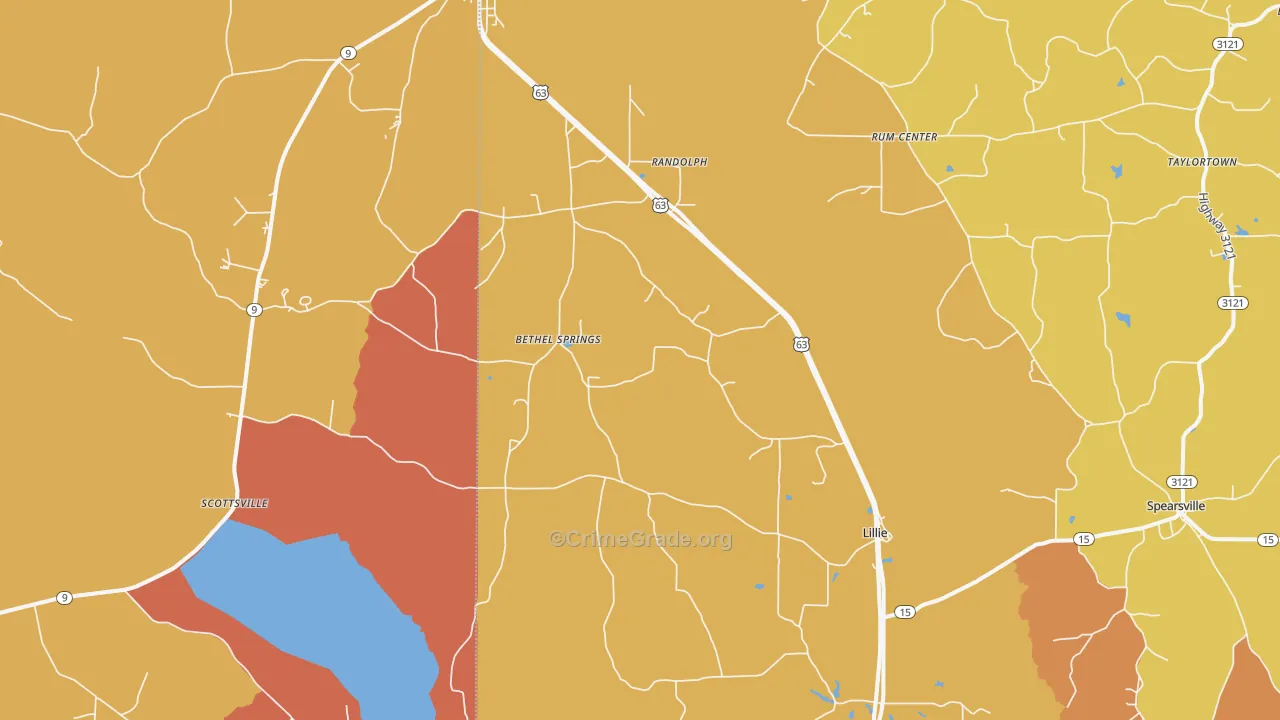 Lillie, LA Map of Vandalism Rates