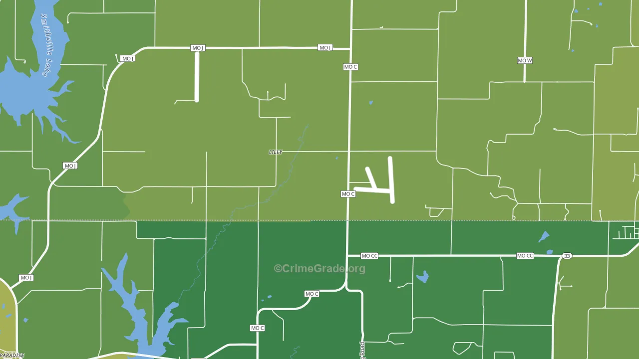 Lilly, MO Map of Vandalism Rates