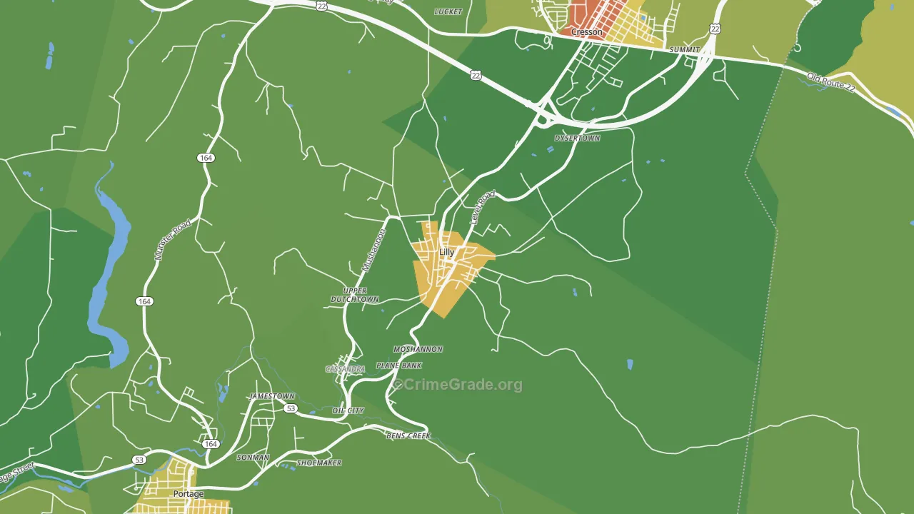 Lilly, PA Map of Vandalism Rates