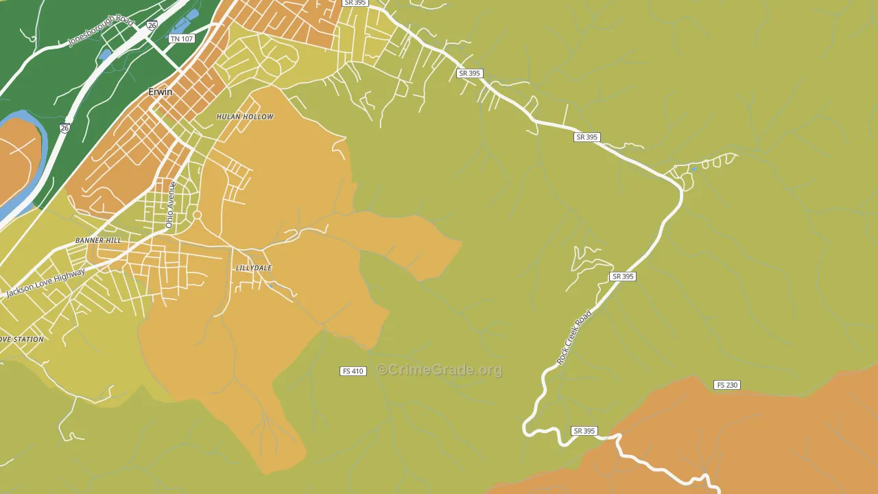Lillydale, TN Map of Vandalism Rates