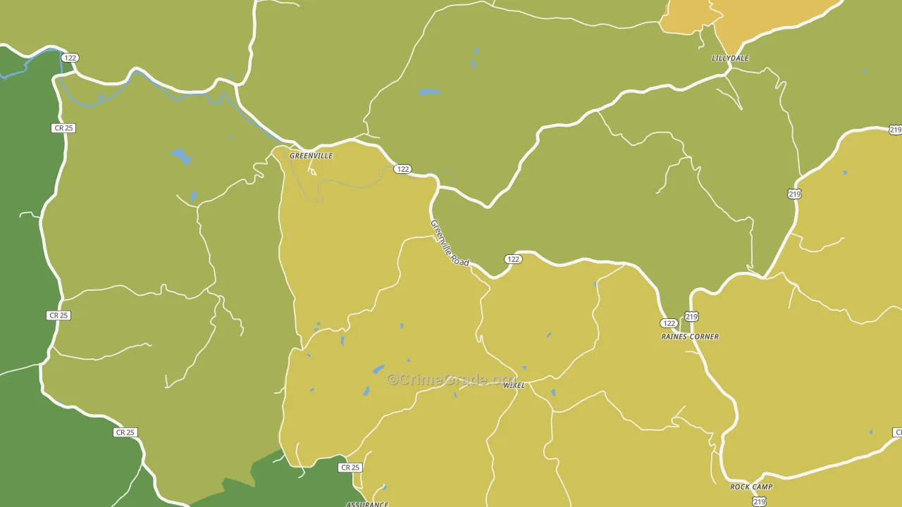 Lillydale, WV Map of Vandalism Rates